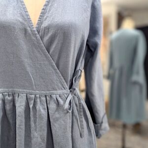 Simply Grey/Blue Linen Wrap Dress